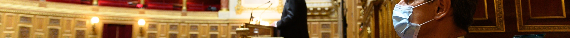Paris: Castex delivers a speech on stage as part of the government declaration at the Senate