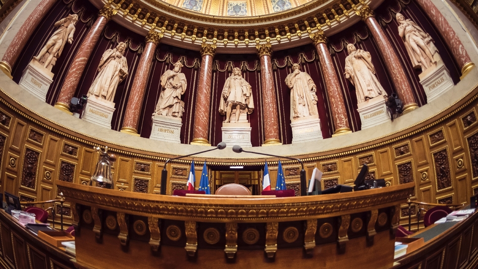 L'hémicycle du Sénat au Palais du Luxembourg à Paris, le 17 novembre 2016 à Paris