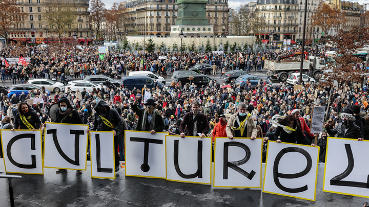 Manifestation du monde de la culture à Paris, le 15 décembre 2020