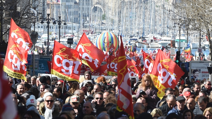 La manifestation à Marseille jeudi 22 mars 2018, journée de mobilisation des chenminots et des fonctionnaires