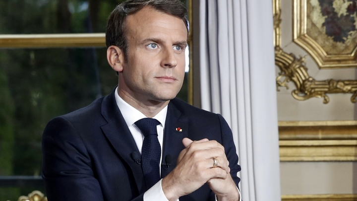 Emmanuel Macron lors de son intervention télévisée depuis l'Elysée, à Paris le 16 avril 2019