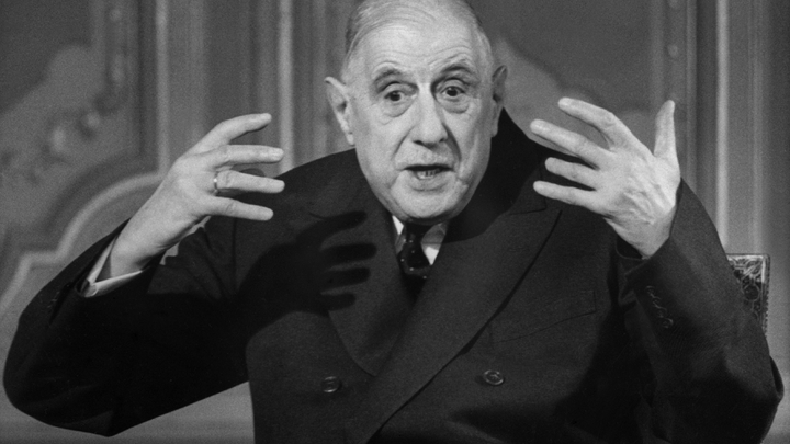 Le général de Gaulle à la télévision le 11 avril 1969. 