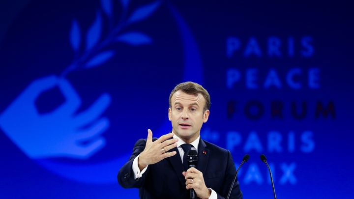 Emmanuel Macron lors de son discours d'ouverture du Forum de Paris sur la Paix, le 12 novembre 2019
