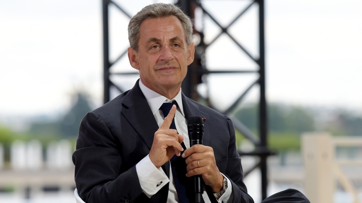 L'ancien président français Nicolas Sarkozy à l'université d'été du Medef à l'hippodrome de Longchamp, à Paris, le 29 août 2019