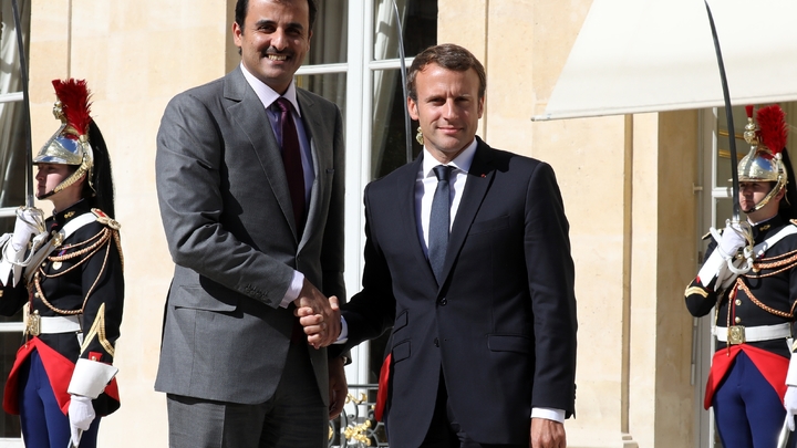 Emmanuel Macron et l'émir du Qatar, cheikh Tamim Al Thani, le 15 septembre 2017 à l'Elysée