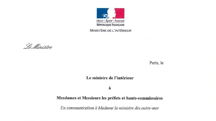 Circulaire ministère de l'Intérieur
