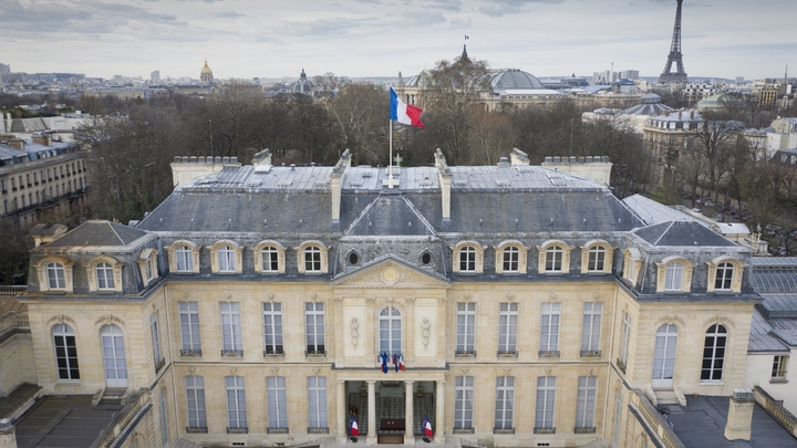 Vue aérienne du Palais de l'Elysée à Paris prise le 12 mars 2019 