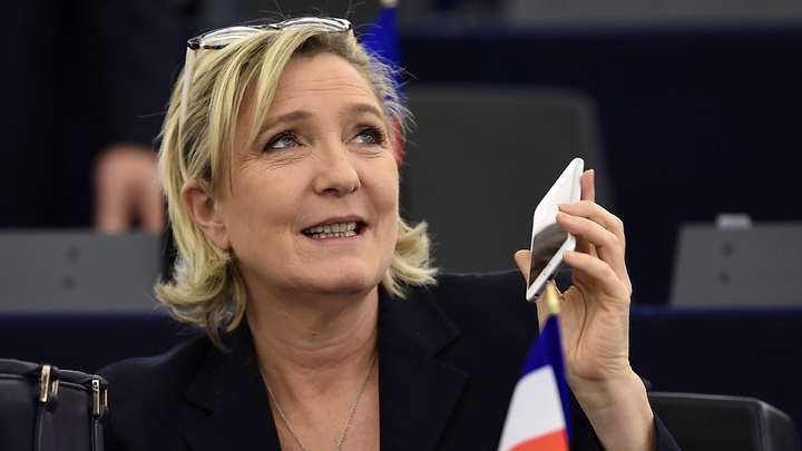 La présidente du Front national, Marine Le Pen, le 17 janvier 2017 au parlement européen à Strasbourg