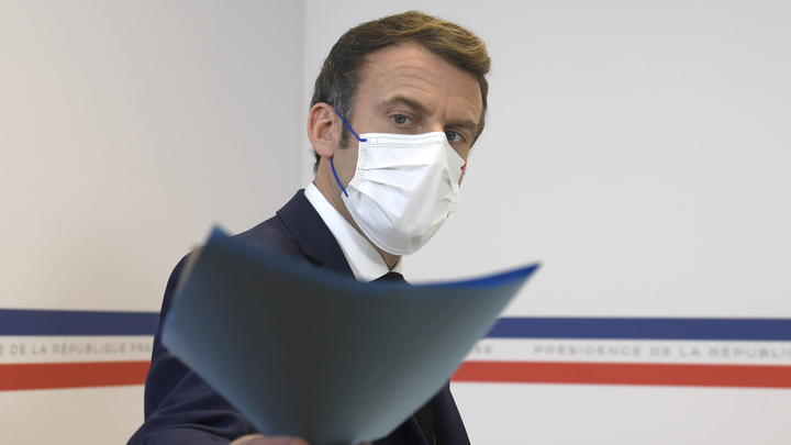 France's President Emmanuel Macron leads a special cabinet meeting from the Fort de Bregancon presidential holidays residence