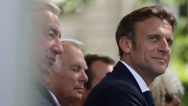 Emmanuel Macron lors de la ceremonie pour la Journee nationale des memoires de la traite, de l'esclavage et de leurs abolitions a Paris