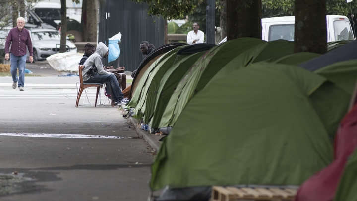 NANTES : Migrants camp in the city center of Nantes.