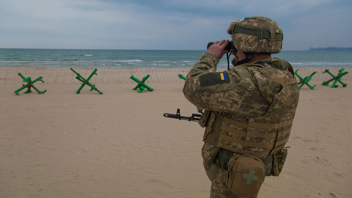 Ukraine Odessa beach turns into a military zone in preparation for war