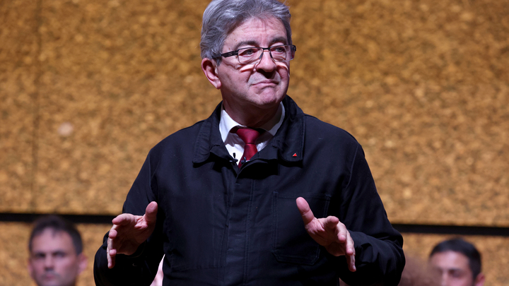 Montpellier:Jean-Luc Melenchon at the meeting against pension reform