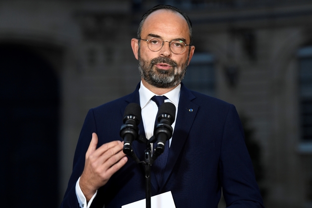Le Premier ministre Edouard Philippe s'exprime sur la réforme des retraites dans la cour de Matigon, le 6 décembre 2019 à Paris