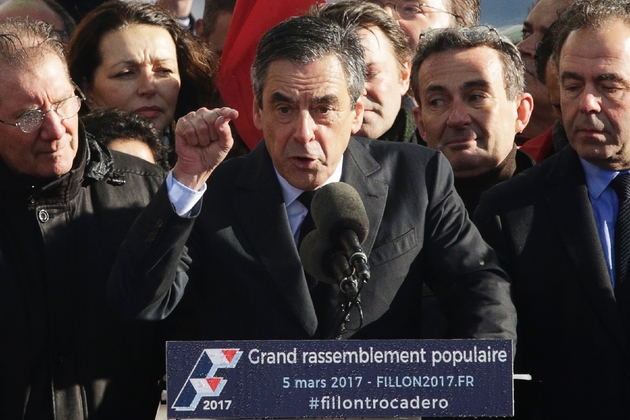 François Fillon lors du rassemblement au Trocadéro le 5 mars 2017 à Paris