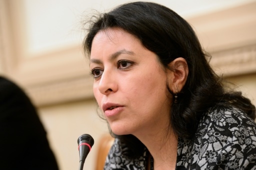 La sénatrice écologiste Leila Aïchi, à l'Assemblée Nationale à Paris le 4 avril 2015.