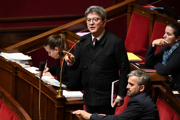 Le chef de file des Insoumis Jean-Luc Mélenchon s'exprime à l'Assemblée nationale, le 20 décembre 2018