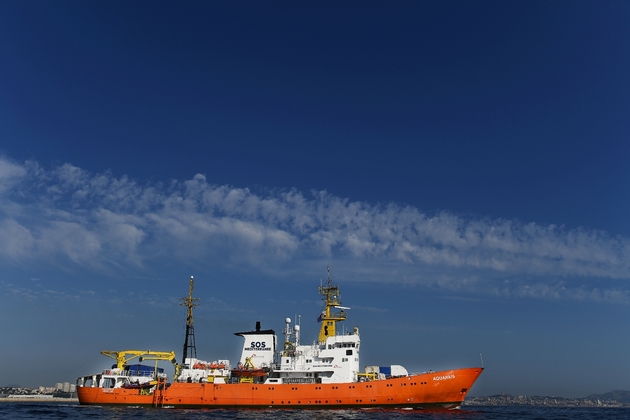 Le navire humanitaire Aquarius le 1er août 2018 à Marseille