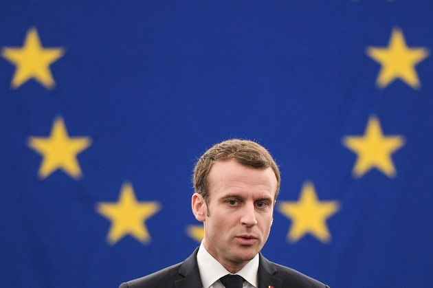 Le président français Emmanuel Macron prononce un discours devant le Parlement européen à Strasbourg, le 17 avril 2018