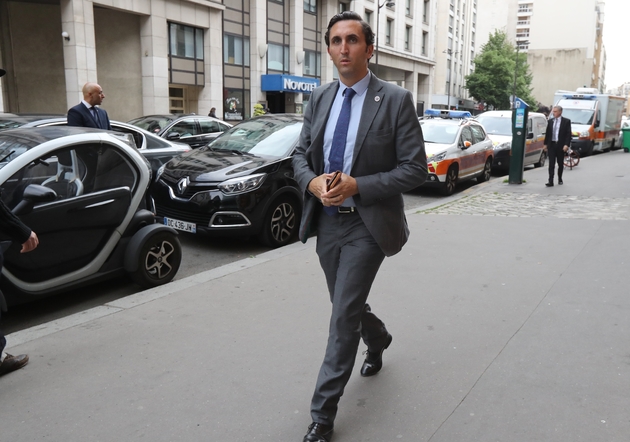 Julien Aubert arrivant à une réunion du parti Les Républicains (LR), le 27 mai 2019 à Paris