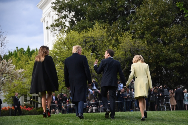 Donald et Melania Trump reçoivent Emmanuel Macron et sa femme en avril 2018 à Washington