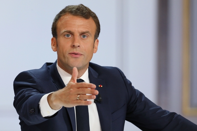 Le président Emmanuel Macron livre devant la presse ses réponses au grand débat, le 25 avril 2019 à Paris