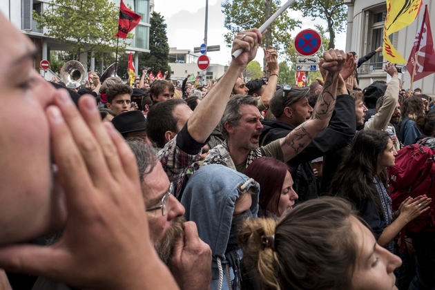 Des manifestants contre la réforme du code du travail à Lyon, le 12 septembre 2017