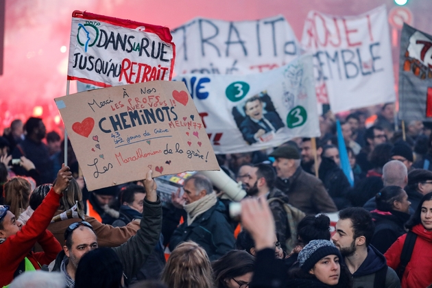 Manifestation à Paris le 16 janvier 2020 contre le projet de réforme des retraites