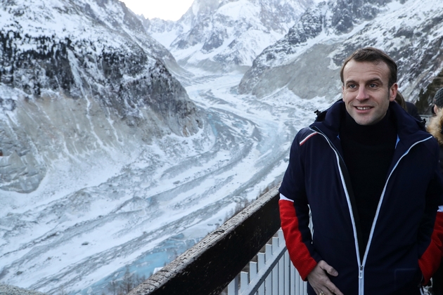 Emmanuel Macron devant la Mer de Glace, le 13 février 2020