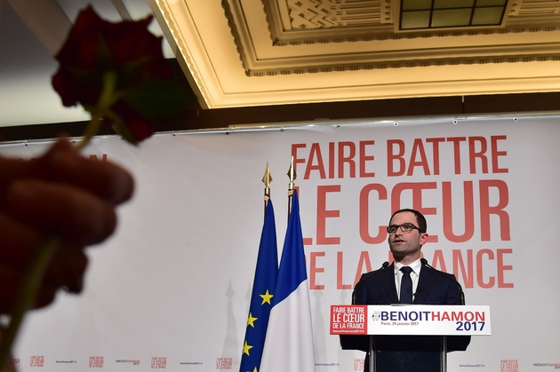 Benoît Hamon après sa victoire au second tour de la primaire PS le 29 janvier 2017 à Paris