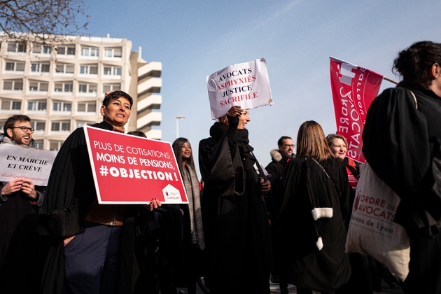 Manifestation d'avocats contre la réforme des retraites à Lyon, le 24 janvier 2020 