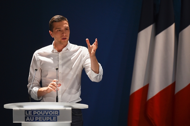 Jordan Bardella, tête de liste RN aux élections européennes, le 20 avril 2019 à Beaucaire (Gard)