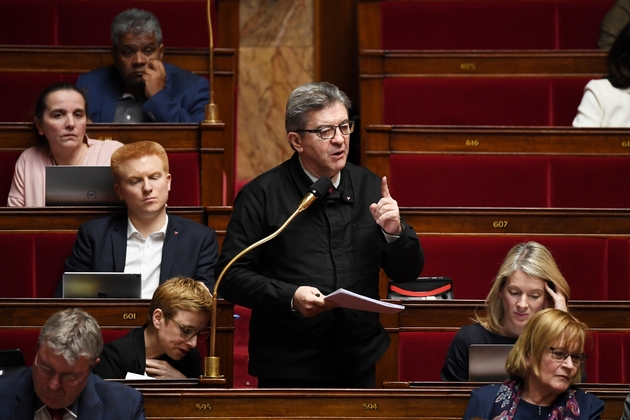 Le leader de la France insoumise, Jean-Luc Mélenchon, à l'Assemblée nationale à Paris le 19 février 2020