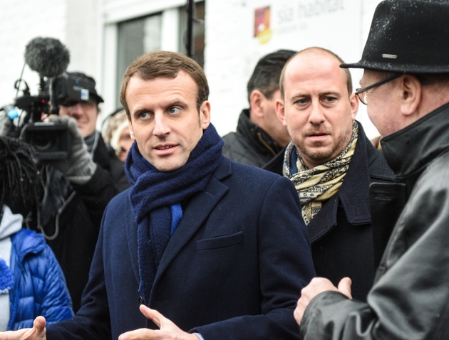 Emmanuel Macron en campagne pour la présidentielle le 13 janvier 2017 à Noeux-les-Mines 