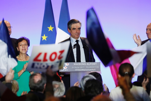 François Fillon, lors d'un meeting à Maisons-Alfort, près de Paris, le 24 février 2017