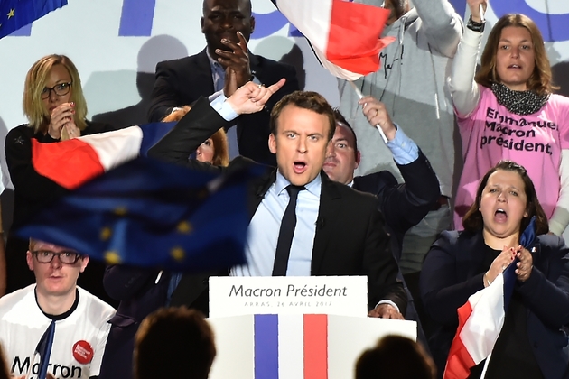 Emmanuel Macron lors d'un meeting à Arras, le 26 avril 2017