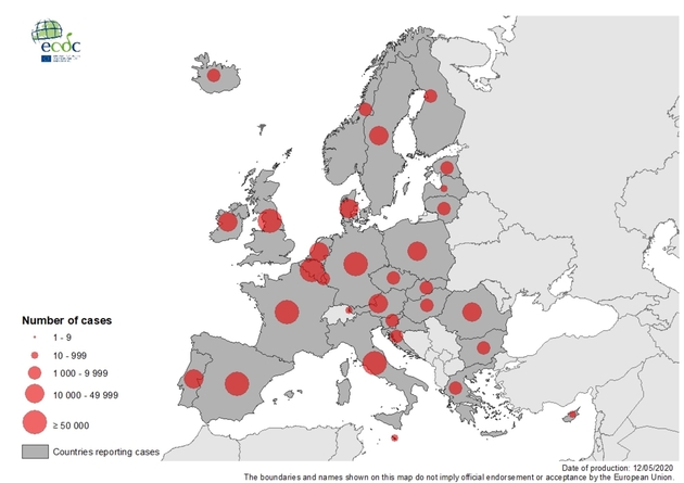 Carte Covid au 12 mai en Europe