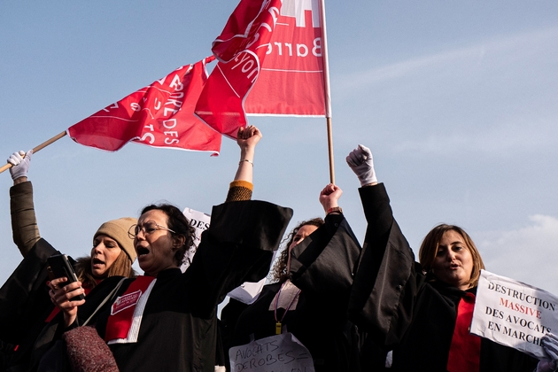 Manifestation d'avocats contre la réforme des retraites à Lyon, le 24 janvier 2020