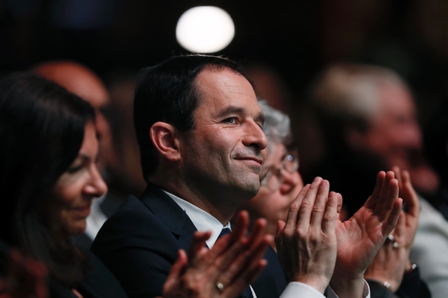 Benoît Hamon et Anne Hidalgo à la convention du PS à la Mutualité à Paris le 5 février 2017