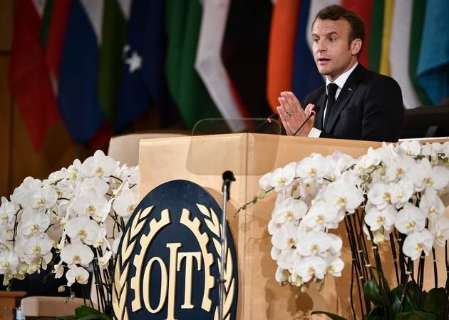 Emmanuel Macron prononce un discours devant l'Organisation internationale du travail à Genève, le 11 juin 2019