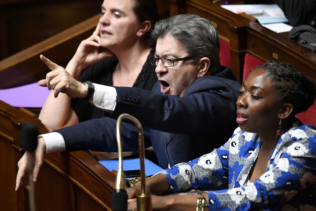 Jean-Luc Mélenchon et Danièle Obono à l'Assemblée nationale, le 11 avril 2018
