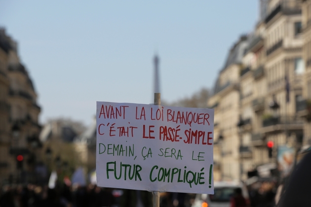 Des enseignants manifestent contre la loi du ministre de l'Education nationale Jean-Michel Blanquer 