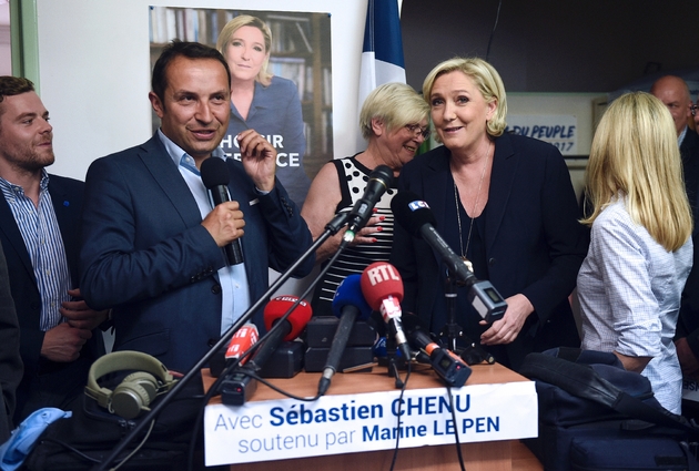 Sébastien Chenu et Marine Le Pen à Denain, le 2 juin 2017