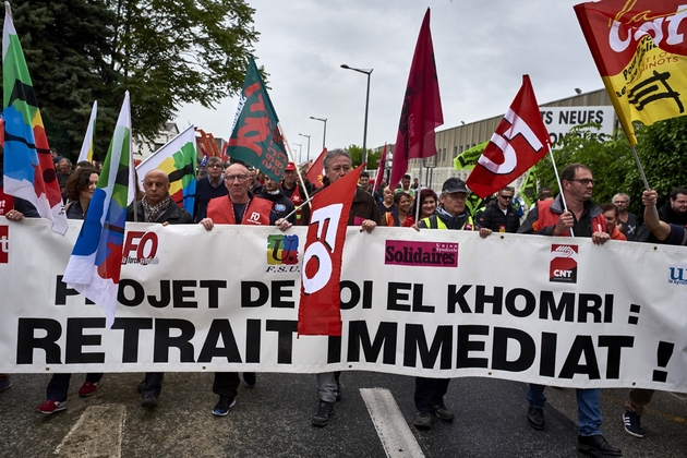 Manifestation contre la loi travail le 2 juin 2016 à Pierre-Bénite dans le centre de la France