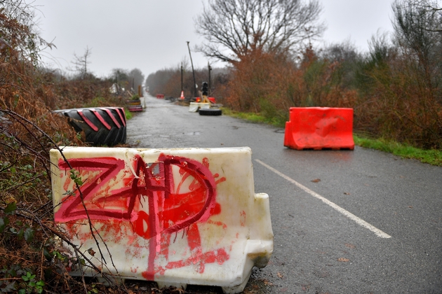 L'une des routes traversant la Zad de Notre-Dame-des-Landes, le 18 janvier 2018