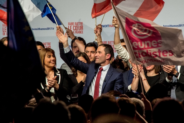 Benoît Hamon lors d'un meeting électorale à Lille, le 27 janvier 2017