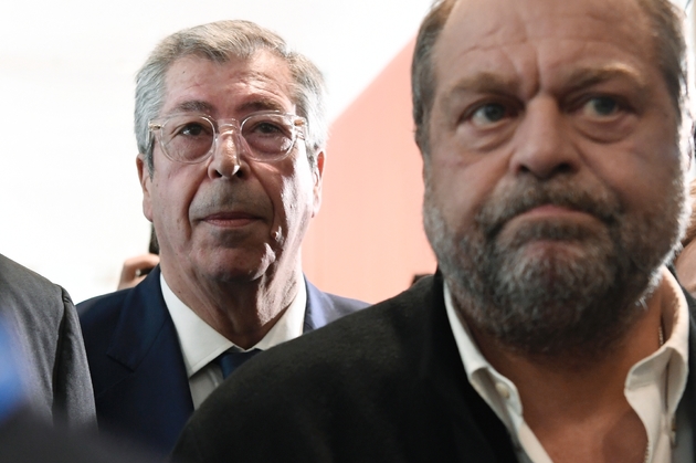 Patrick Balkany (G) et son avocat Eric Dupont-Moretti le 13 mai 2019 à Paris
