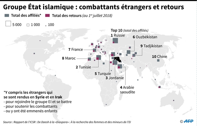 Groupe Etat islamique : combattants et retours