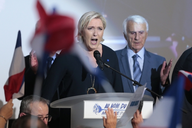 Marine Le Pen en meeting à Ajaccio, le 8 avril 2017