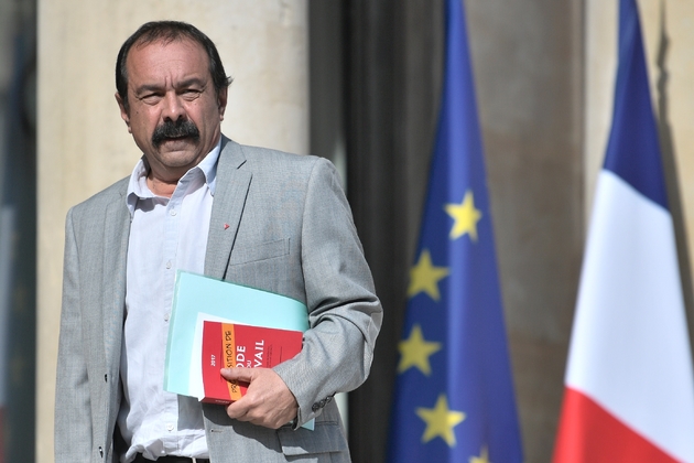 Le secrétaire général de la CGT Philippe Martinez arrive à l'Elysée le 23 mai 2017